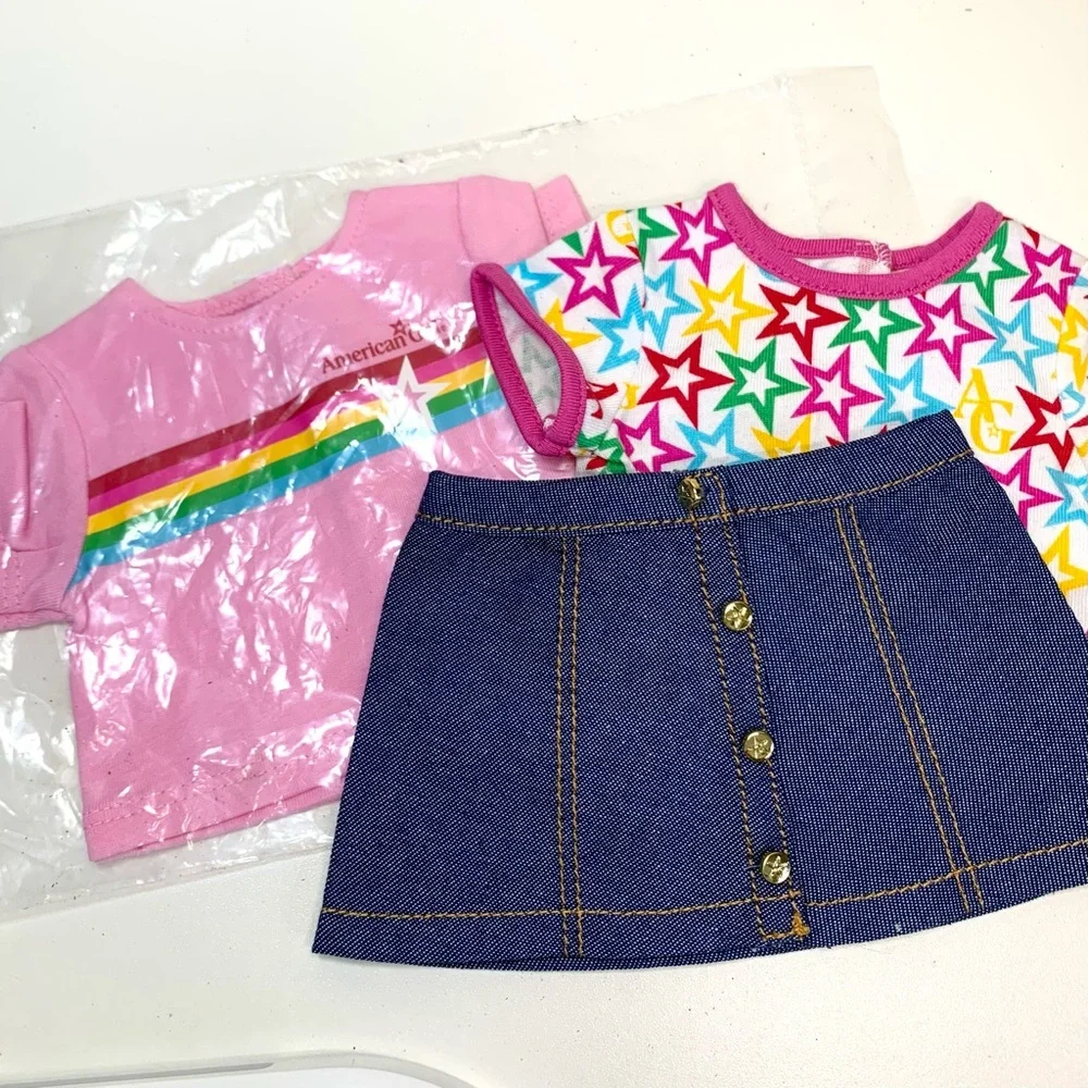 NEW! American Girl Doll Clothing Lot 2 Tops and Skirt